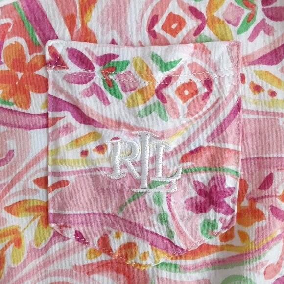 Lauren Ralph Lauren Black Label Boxer Pajama Set Button Up Pink Paisley Womens L - Picture 4 of 16